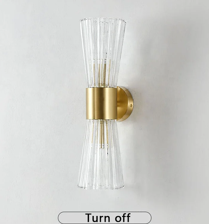 Manufacturer E14 Light Source Gold Iron Glass Lampshade Indoor Modern Ancient Copper Luxury Hotel Wall Lamp