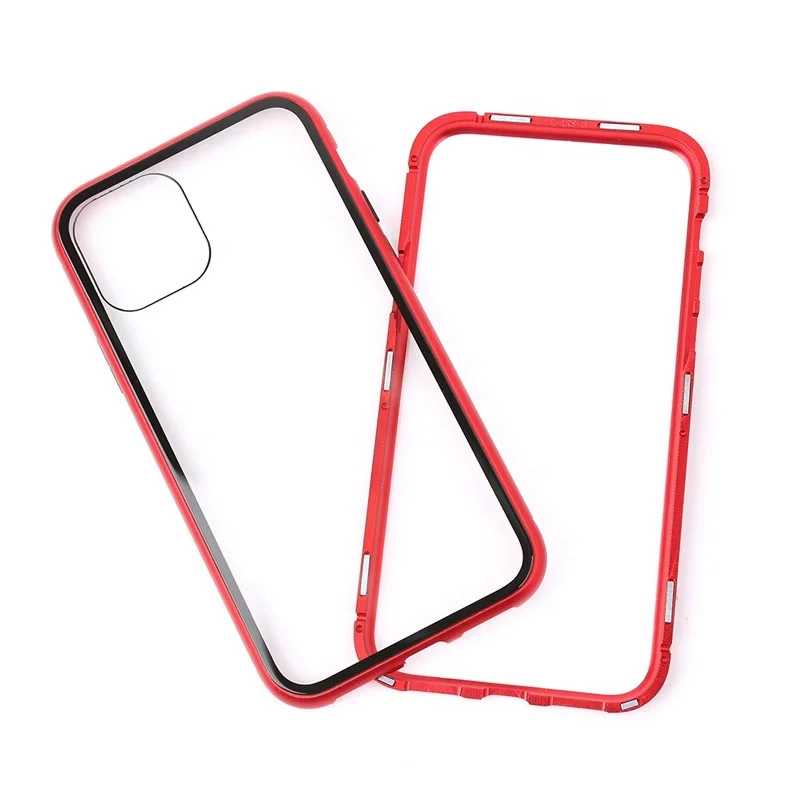 

Mobile Phone Accessories 360 Degree Protective DoubleTransparent Magnetic Tempered Glass Phone Case Metal Frame for iPhone 11 XR, 4 colors