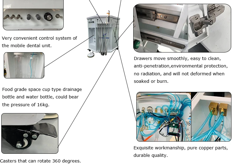 Portable Mobile Dental Cabinet Unit with Built-in Air Compressor