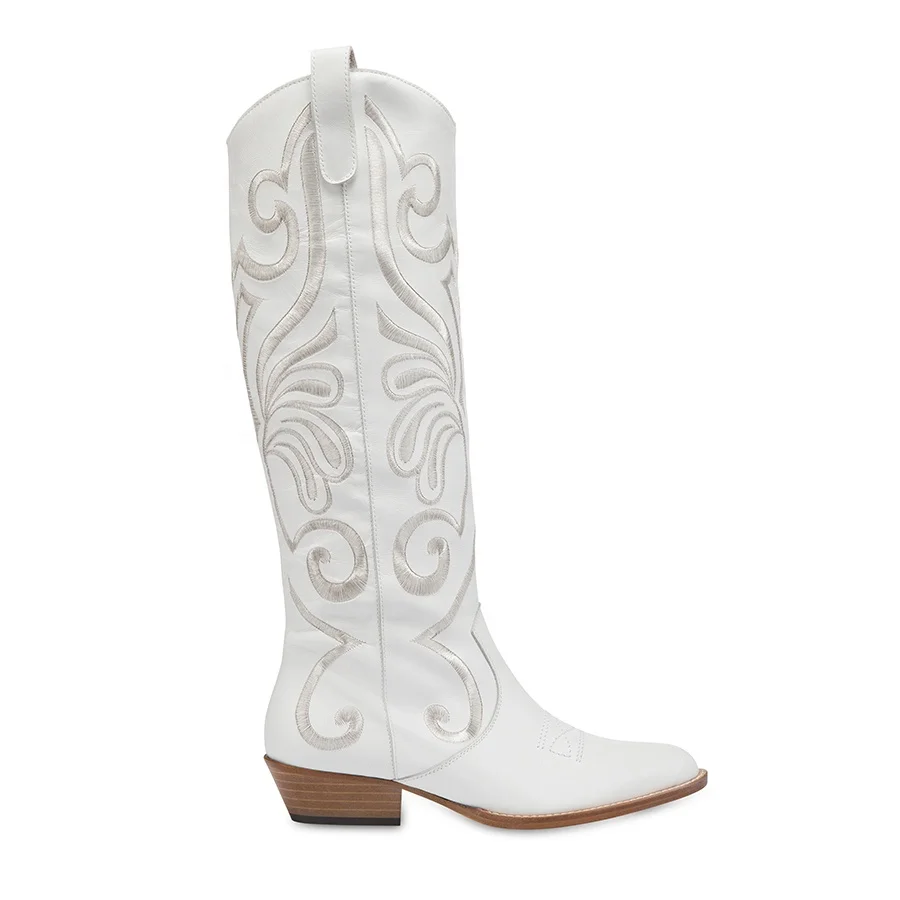 

Fashion hot sellning winter vegan leather western cowboy women chukka knee high boots 2020