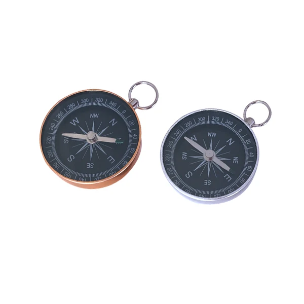 

Premium Camping Compass Portable Survival Outdoor Multi-functional Mini Compass, Nickel/gold