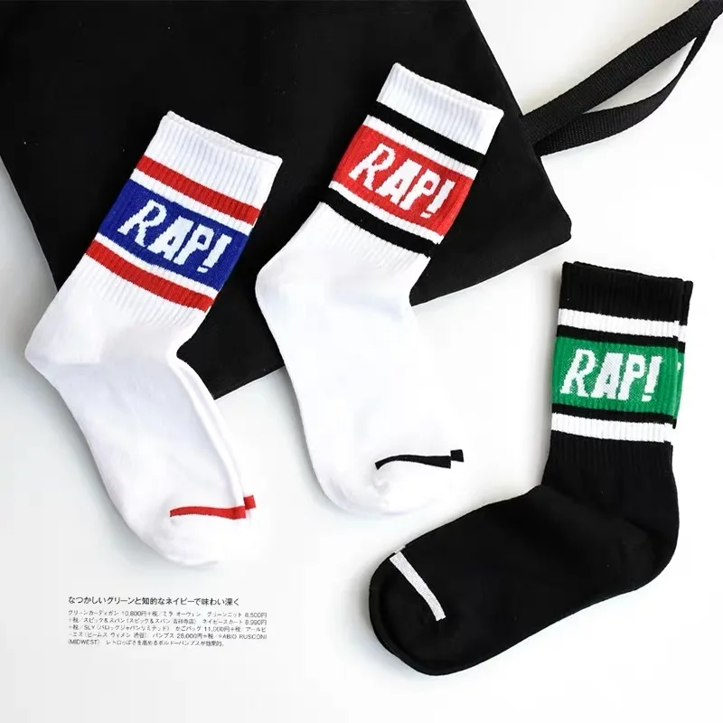 

JS couple skate design cotton socks RAP logo men's sports sock customizable fashion sock custom logo, Blue/black/green/red/white