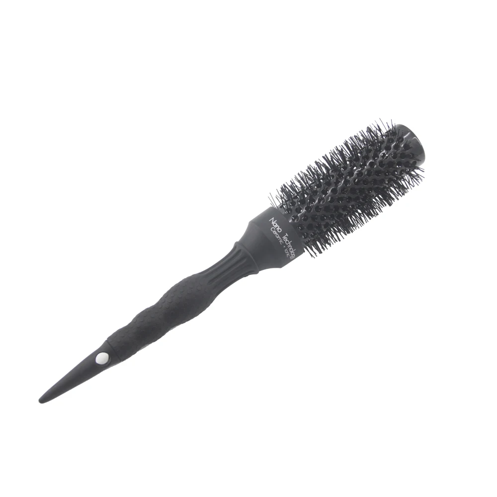 

Factory Price Home Use personalised Matt Black Nano Technology Thermal Barrel Round Ceramic Hair Brush With Nylon Bristle, Customized color
