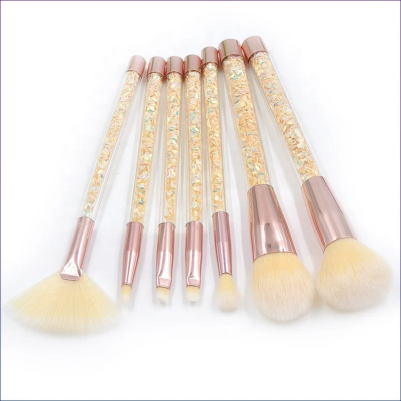 

7pcs Cost Effective Makeup Brush Quicksand yellow Cosmetic Brush One Dollar Cosmetics, Multicolor