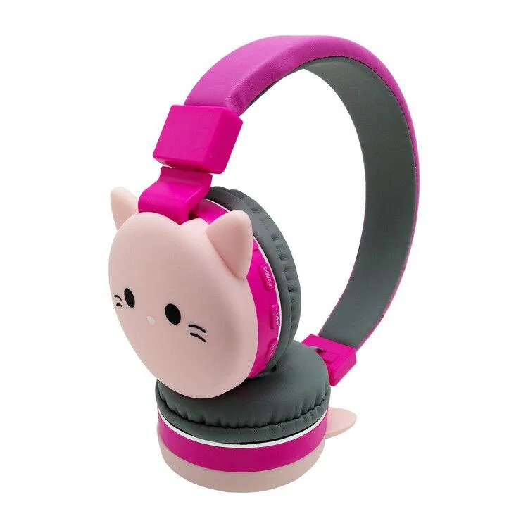 

logo customization Foldable Headset colorful cute gaming Cartoon bluetooth wireless headphone, Pink black white