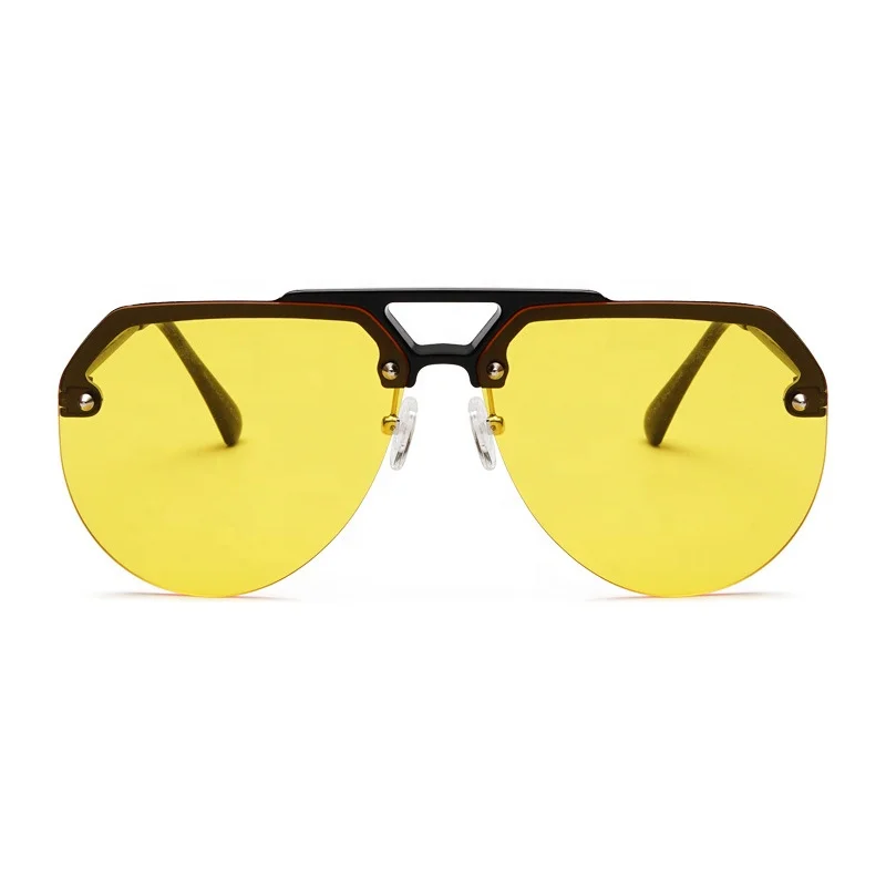 

2020 New rimless sunglasses yellow night version sunglasses colorful sun glasses
