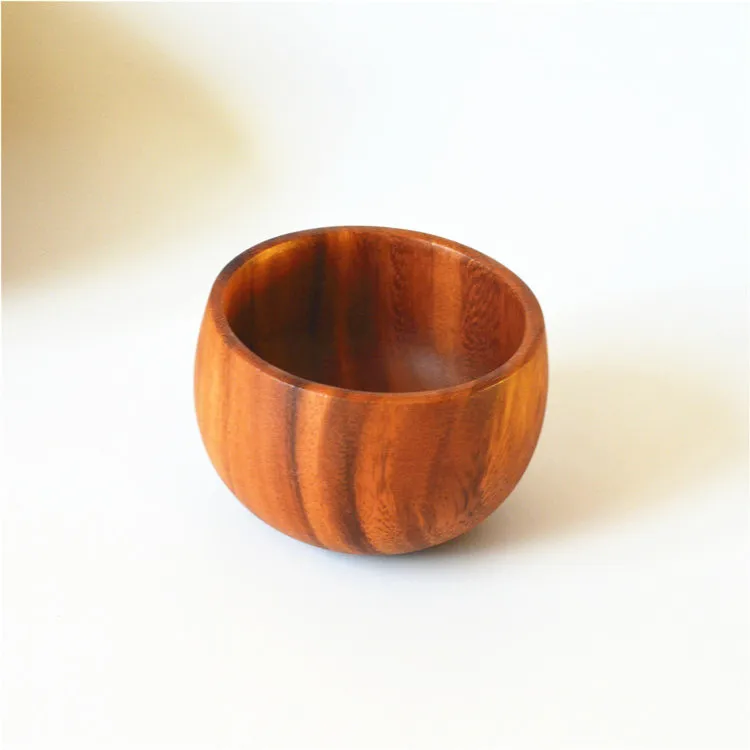 

4.7inch/12cm diameter serving Custom Logo Cooking Wooden Bowl Acacia Wood Rice Bowl