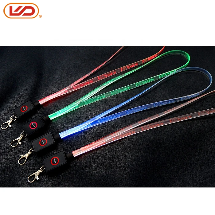 Laser logo  glowing multicolor remote control led flashing TPU brand lanyard with clasp
