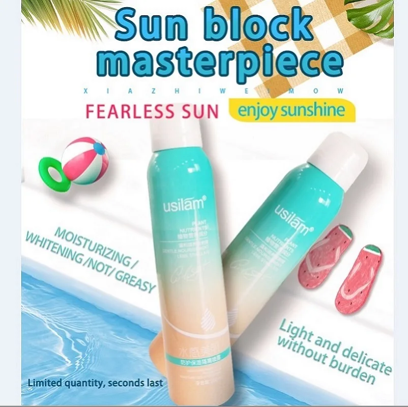 

OEM Facial Mist Sunscreen Private Label Face Skin Care Whitening Sunblock Spray Anti-UV Spf 30 50 Sunscreen, White