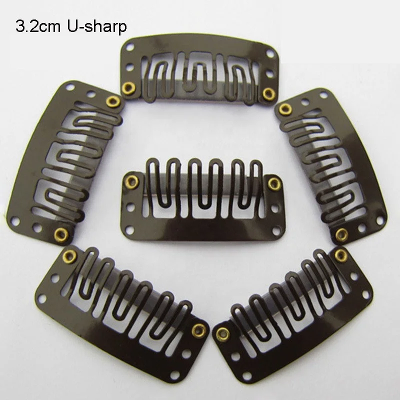 

Black Metal Shape Snap Clips For Hair Extension Weft Clip-on Wig Clips Six-tooth multi-color U-shaped hairpin card