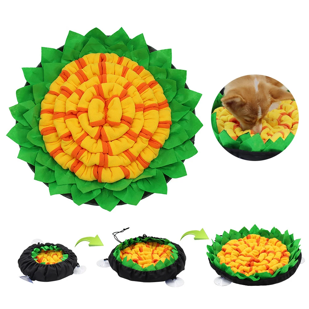 

Shrinkable Polar Fleece Dog Sniffing Mat Dog Nose Work Smell Snuffle Mat Slow Food Training Feeding Snuffle Mat, Solid color(as shown)