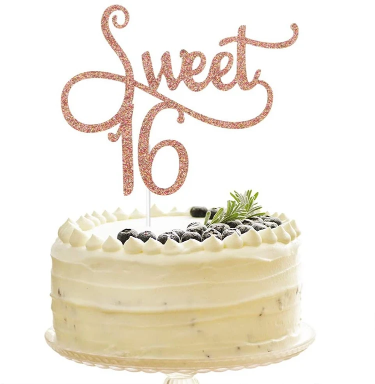 10/50PCS Glitter Paper Happy Birthday Cake Topper Cupcake Dessert Party Supplies 