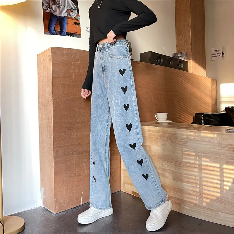 

Spring and summer new jeans women's straight leg Korean version was thin, all-match light-colored wide-leg mopping trousers