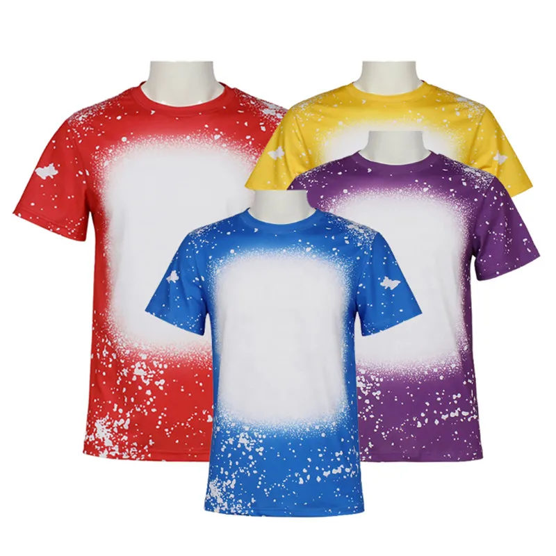 2022 Multi Colors Blank  bleach tshirt Custom Sublimation Printing logo Heat Transfer Sublimation Bleach t-Shirt for men