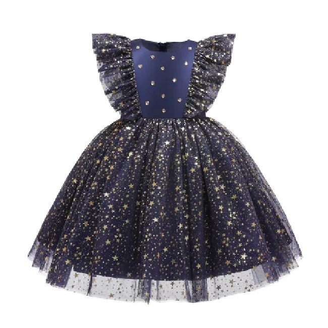 

Girls sequin lace birthday party elegant wedding fluffy children princess dress