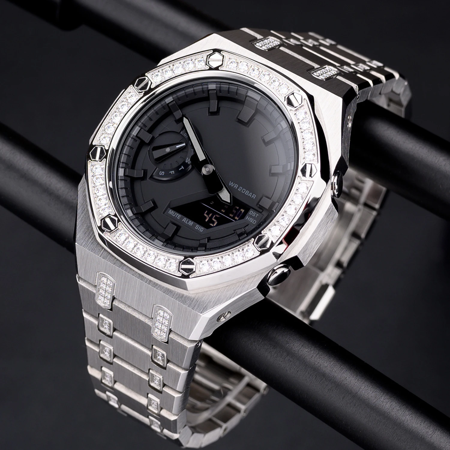 

Resinstone diamond mod kit for G-Sho watch case 316L stainless steel watch bands for GA2100 2110 bracelet