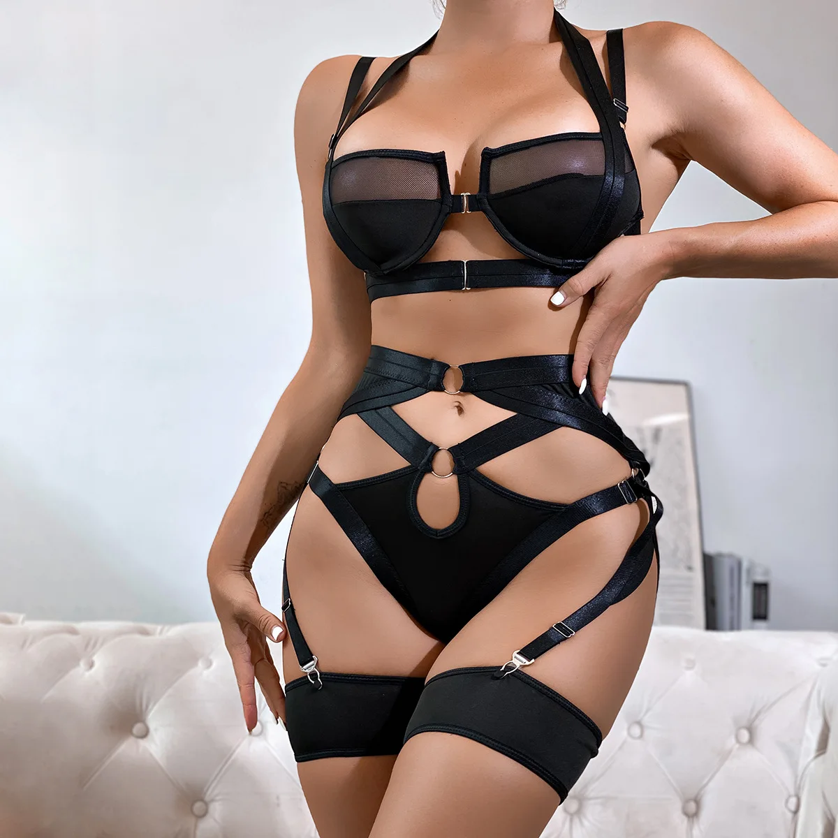 

2022 lingerie sensual set nightclub women night wear sexy hot lingeries bielizna erotyczna chicas sensuales 3 piece lingerie set