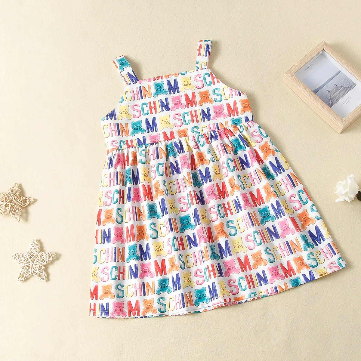 

Girls' Clothes Children's Alphabet Design Dresses Child Summer Soft Material Dresses, White