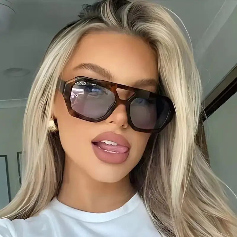New Double Beam Fashion Women Tortoise Sunglasses Trendy Sunglasses Personality Sun Glasses Men Shades Eyeglasses