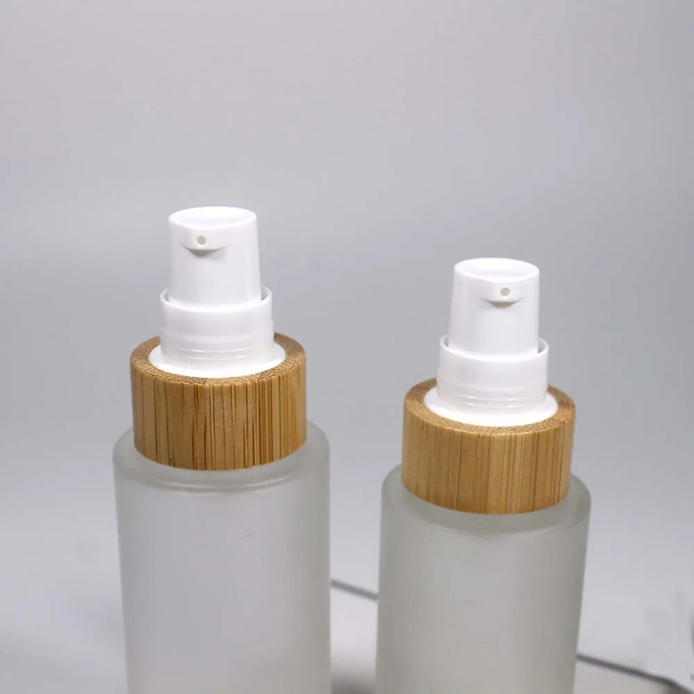 Glass Frosted Bamboo Cover Bottle And Jar,Lotion Pump And Spray Pump ...