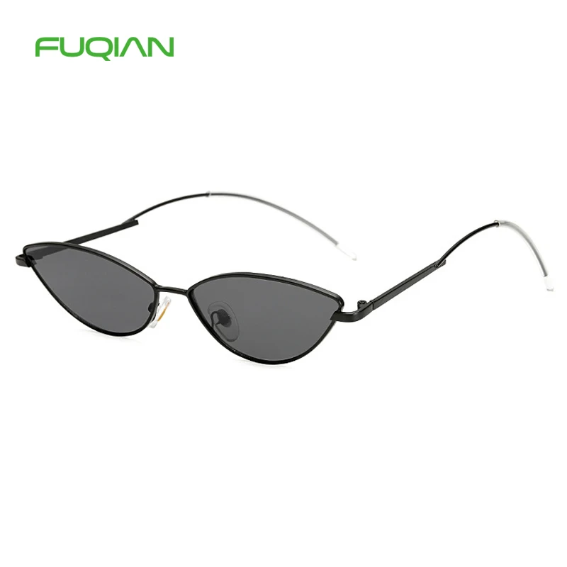 New Trendy Vintage Small Alloy Frame Shades Sexy Cat Eye  Women Oval Sunglasses