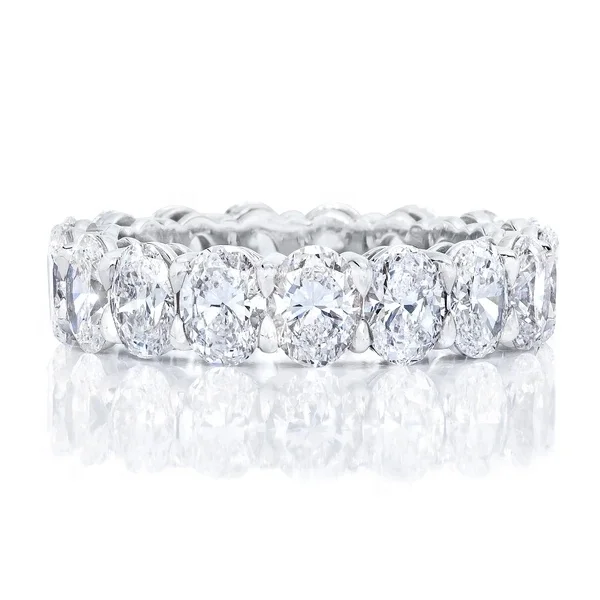 

Fashion Jewelry 925 Sterling Silver Oval Zirconia Wedding Bridal Eternity Band Ring
