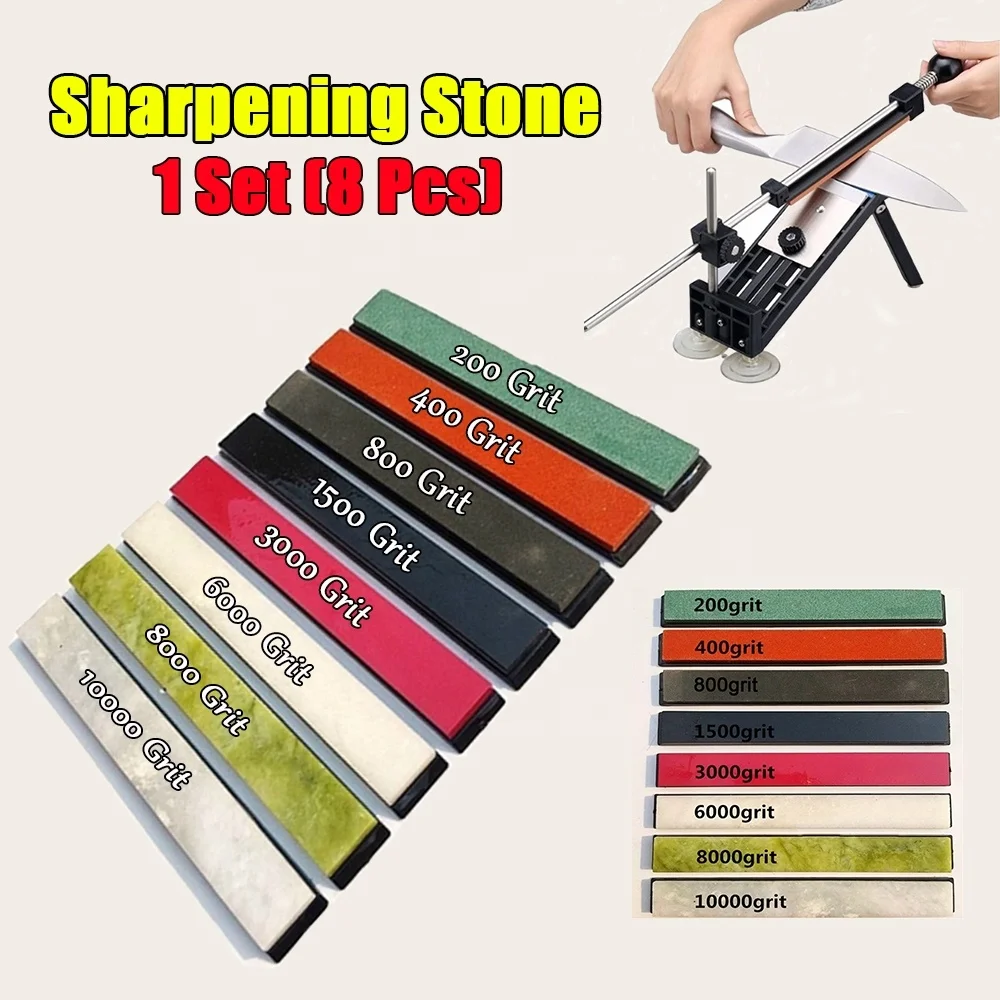 

Dropshipping 1 Set (8 Pcs) Grit Mounted Knife Sharpener Stone 200#-10000# Grit Kitchen professional knife sharpening Stone kit