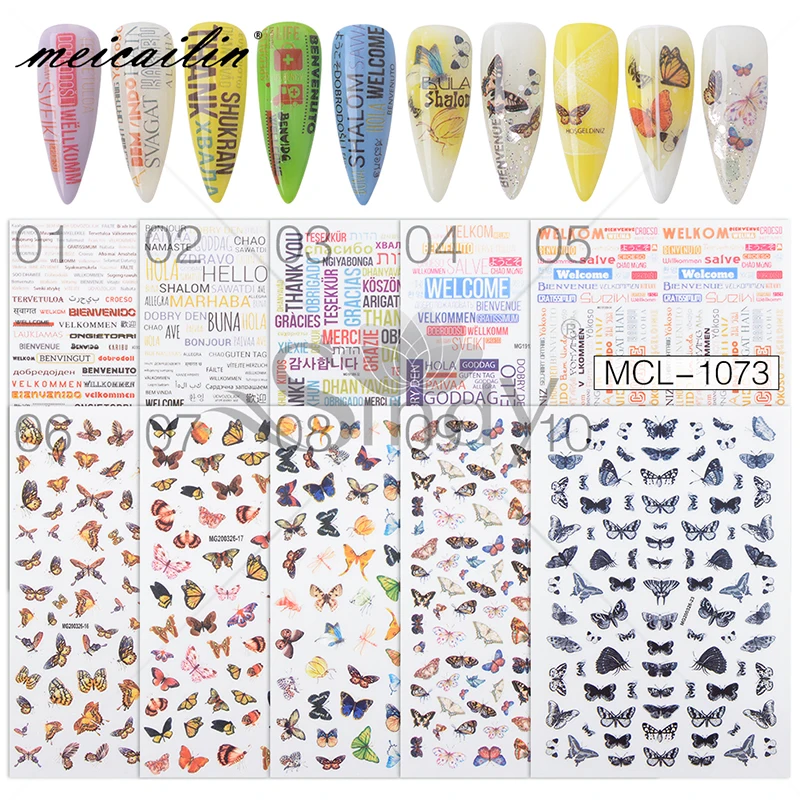 

New butterfly stickers for nails art, 10 colors