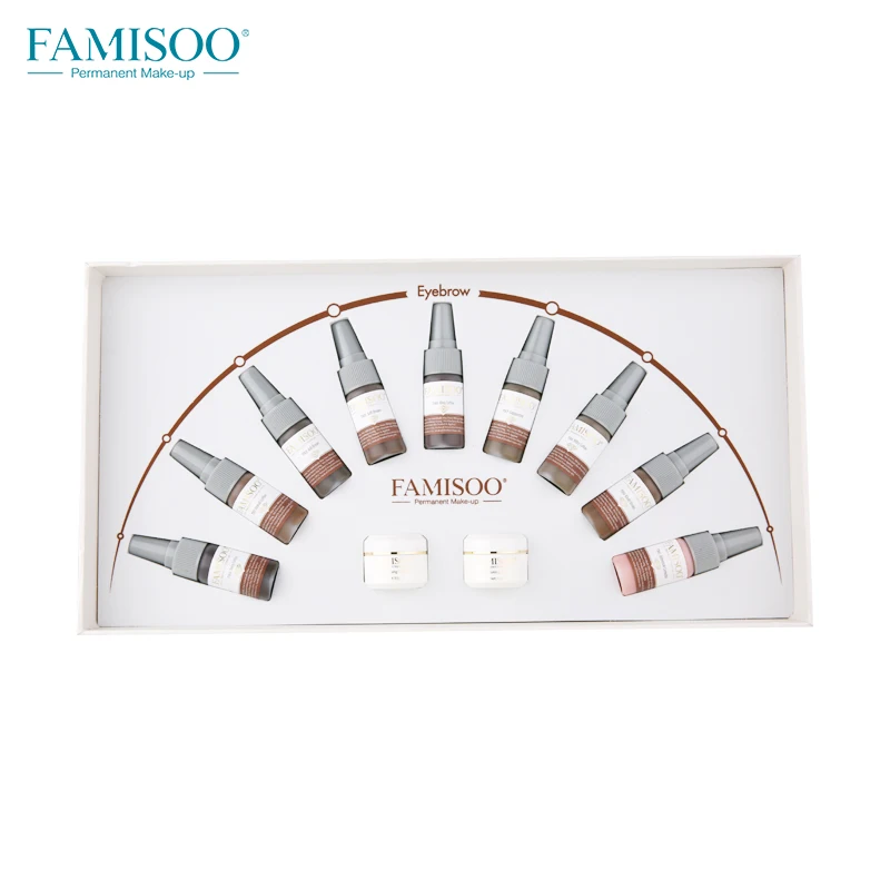 

2020 OEM New FAMISOO Brand Permanent Makeup Pigment Tattoo Ink Kit for Eyebrow/Eyeliner/Lip, 9 colors