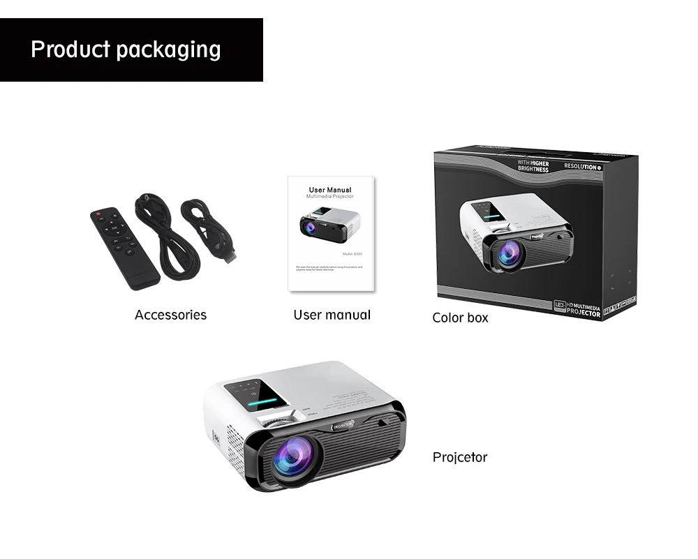 
mini projector 4k E500H Portable LCD Projectors led smart android 