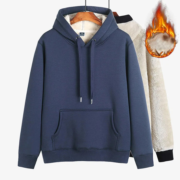 

Drop shipping plain sherpa fleece lined men sweatshirts blank 500gsm thick winter hoodie mens hoodies
