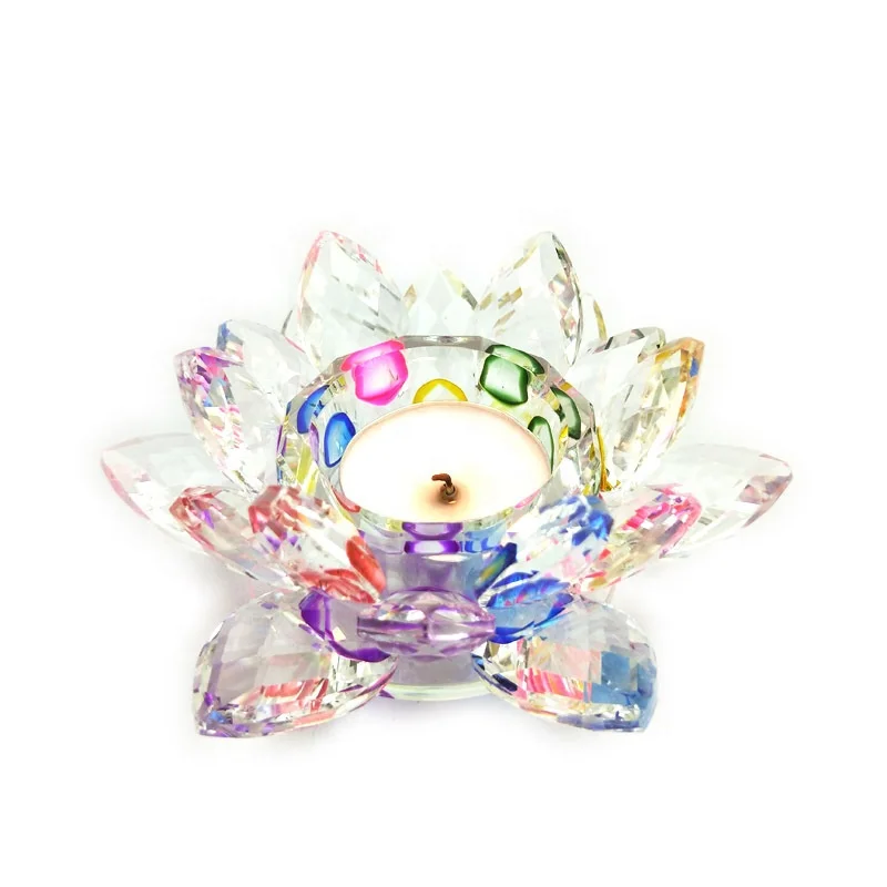 

Mix Color Glass Lotus Flower Crystal Figure Paperweight Ornament Feng Shui Decor Collections