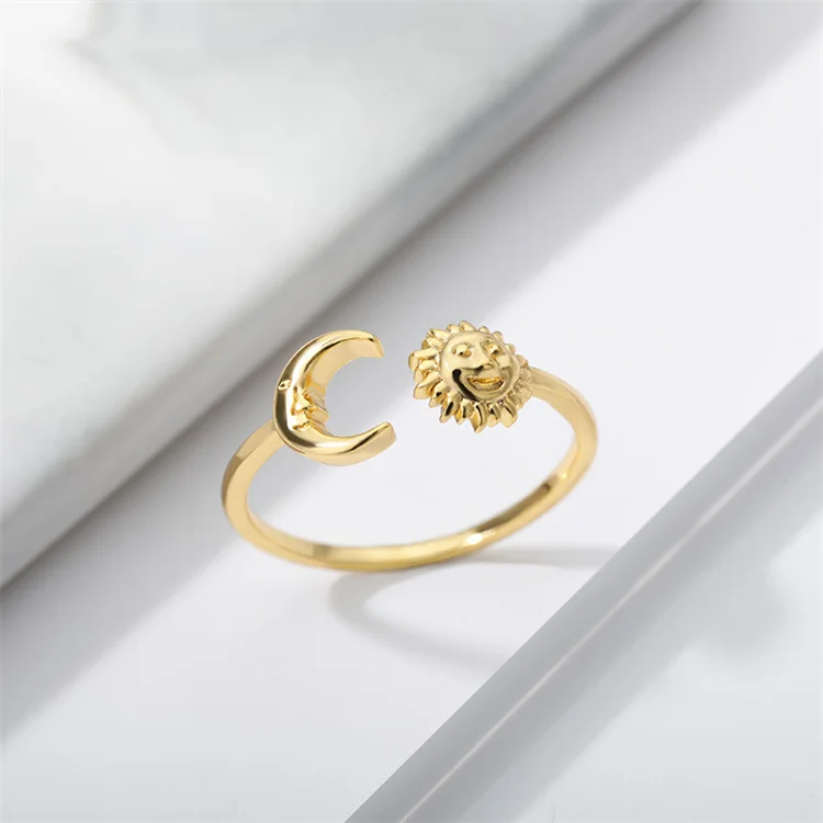 

Sun Moon Opening Ring Men And Women Couples  Ring Sun Moon Ring, Gold, silver color or custom