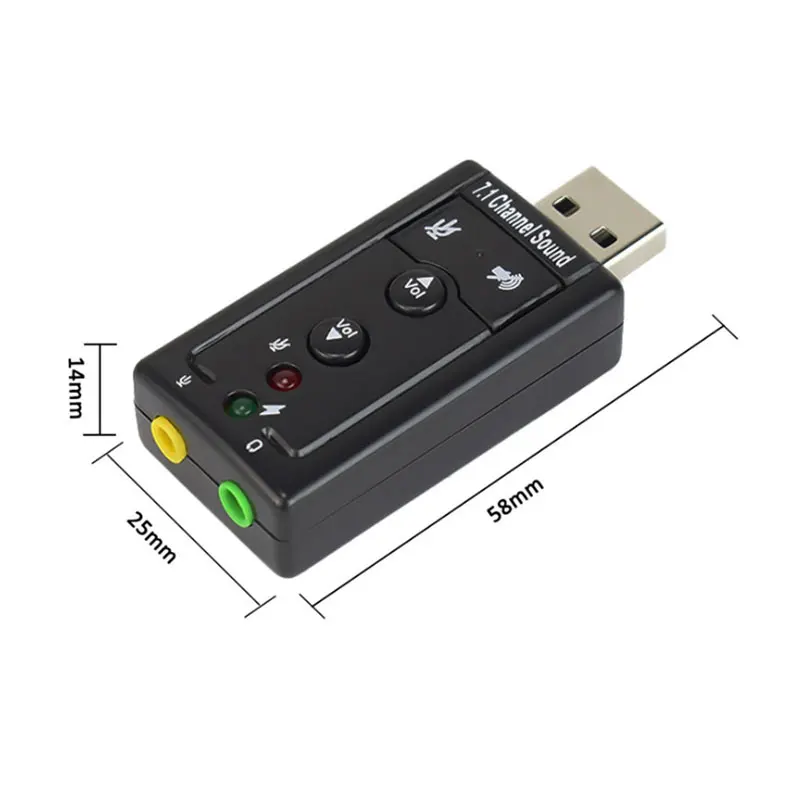 

Computer 3D Stereo Sound Audio System 7.1 Channel USB Sound Card Audio Adapter Mic Speaker, Black