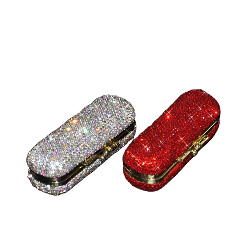 

Bling Rhinestone Crystal Lipstick Case Holder Organizer bag Cosmetic Storage for Women's Lipstick Jewelry Kit, White/red/pink/purple/champagne/mulitcolor