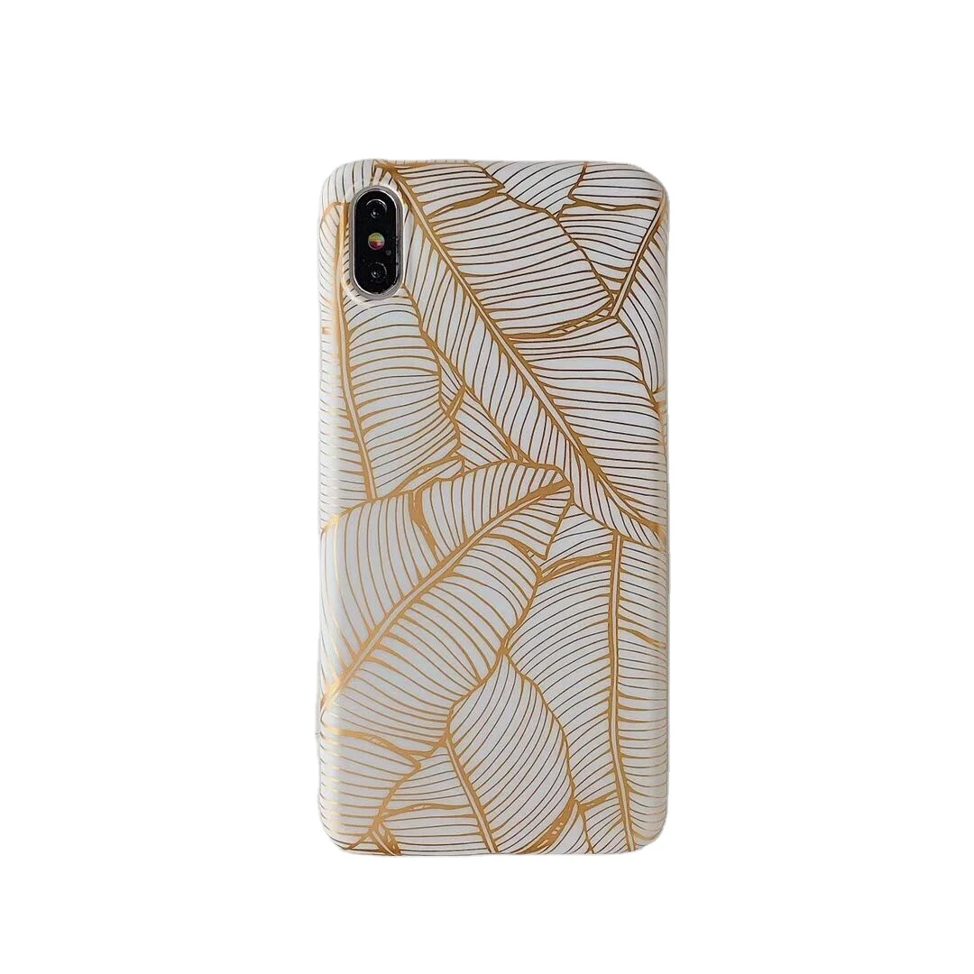 

Wholesale Price Golden Leaf Customize Luxury Silicone Phone Case For Girls