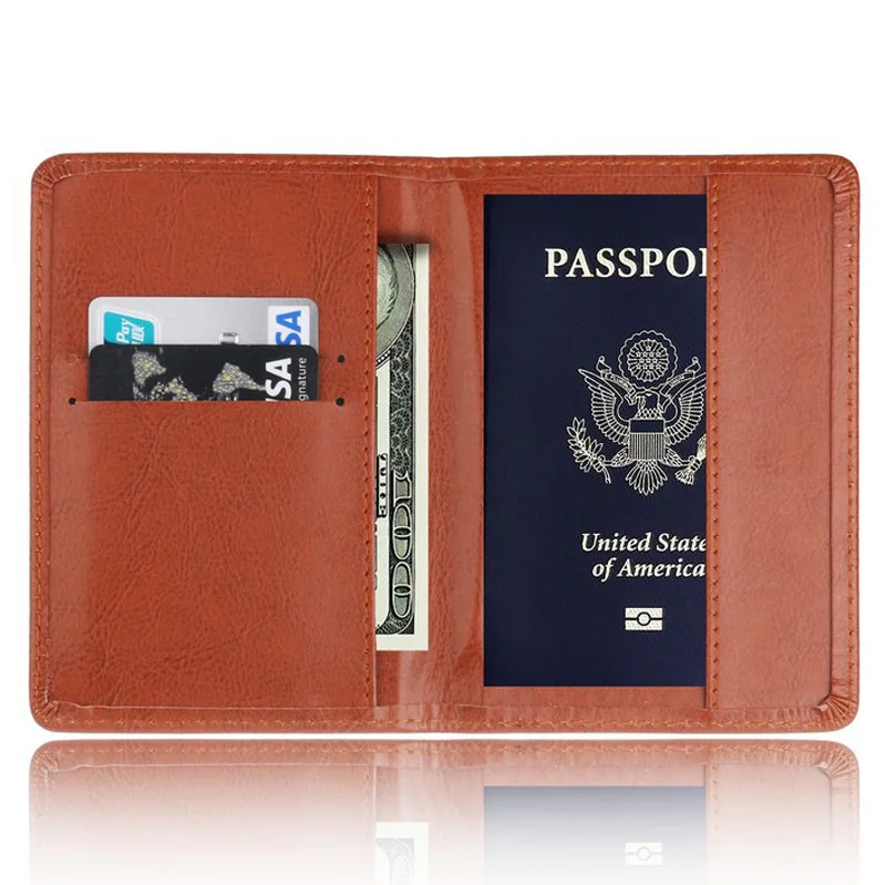 

In stock factory delivery directly mens pu leather passport holder custom travel cards holder sale