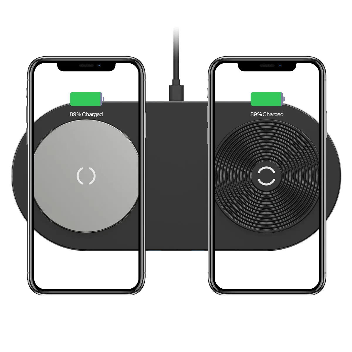 

50% Discount 2 in 1 Qi 15W New Non Slip Travel Wireless Charging Pad Wireless Phone Charger Pad For Iphone Airpods Pro, Black grey