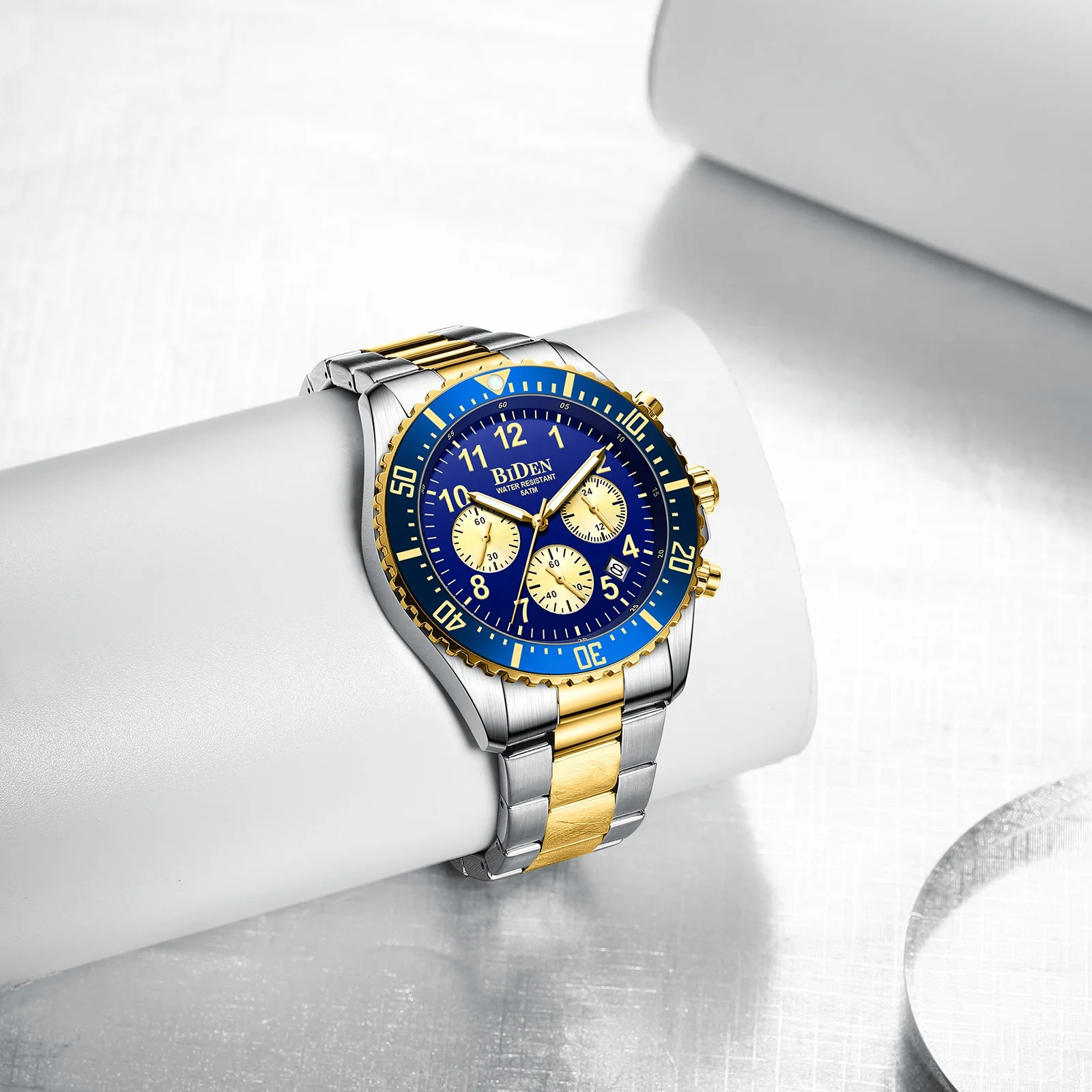 
New design sports watches men wrist top brand waterproof six hands stainless steel quartz watch for customized 