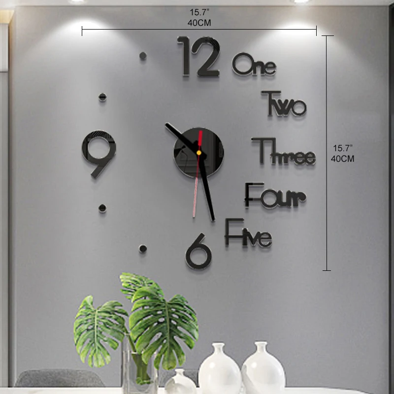 

Home Office Decor DIY Wall Clock Mirror Acrylic Sticker Manufacturer Wholesale, Gold,silver,black,red