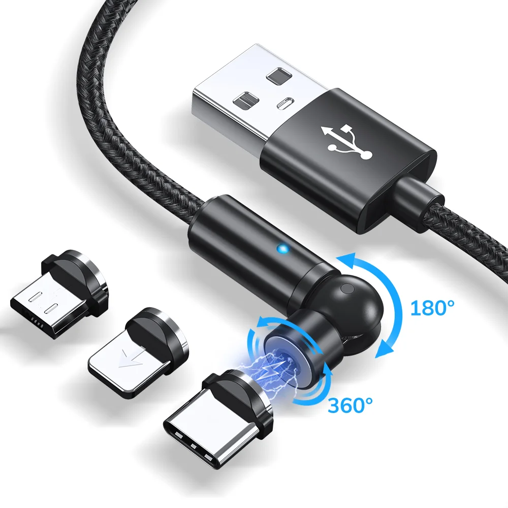 

360 Rotation Multi Function Phone usb type-c ios magnetic charging cable, Black red gold gray silver