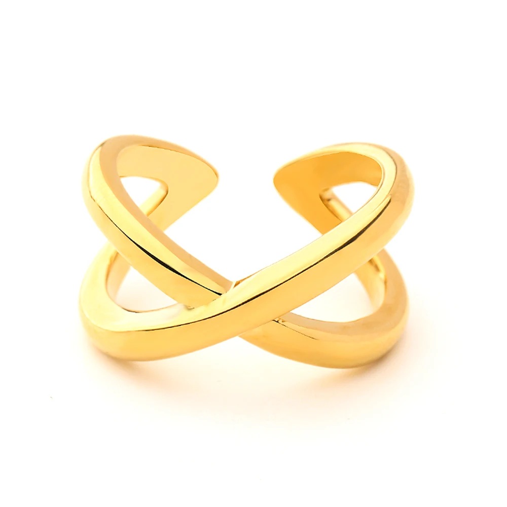

Cross Line Rings For Women Gold Color Simple Ring Fashion Jewelry Party Bague Femme Accessories Anillos Mujer, Rhodium