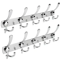 

Rail Wall Hook Rack for Hanging Clothes Metal Wall Mounted Coat Hooks Stainless Steel Coat Racks