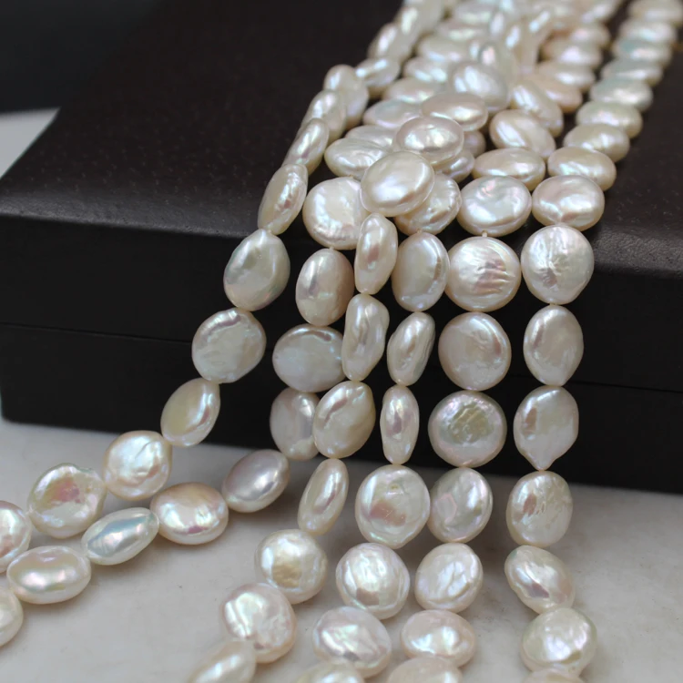 

Natural Freshwater Baroque Shaped 11mm Round White Button Pearl DIY Pearl Jewelry Wholesale, Natural white