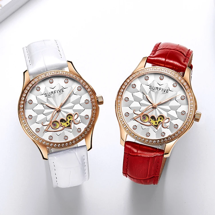 

High Quality Mechanical Waterproof Luminous Quartz Watch China Genuine Red & White Couple Wrist Women Watch