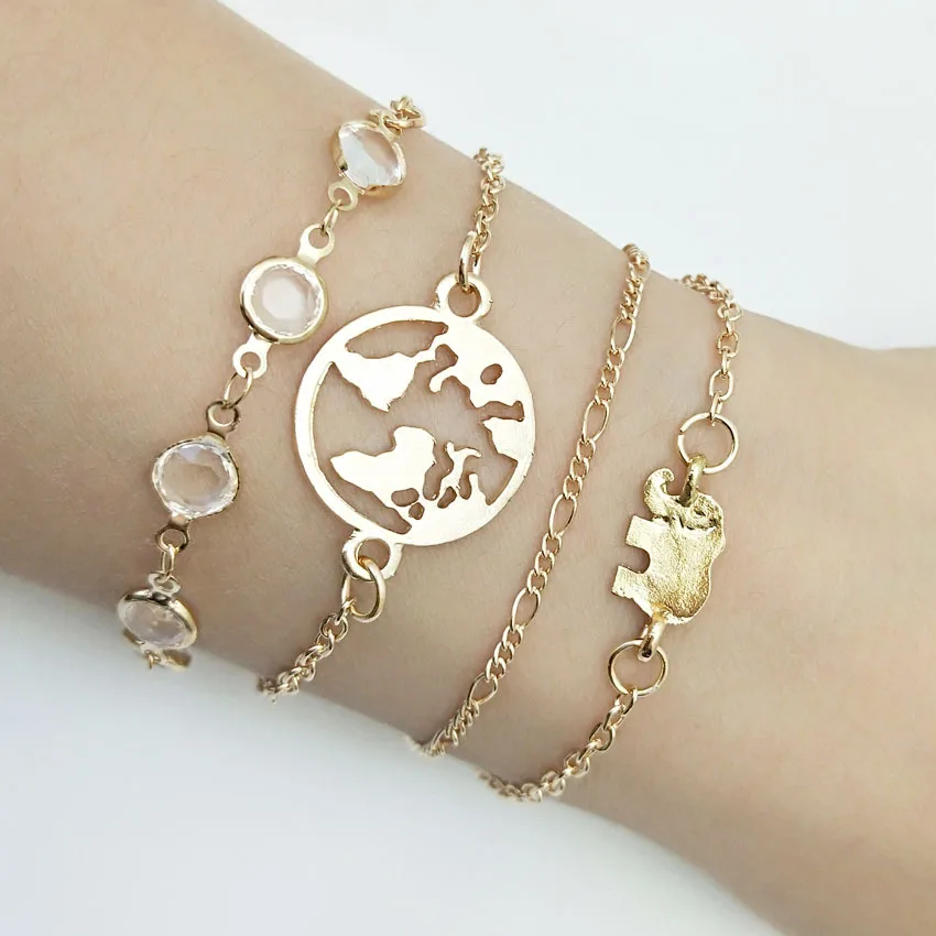 

Trendy Delicate Jewelry Stainless Steel World Map Necklace Round Circle