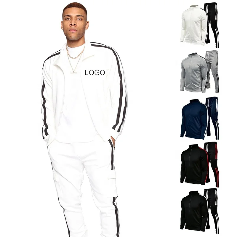 

Newest Customized Men Sportswear Tracksuit Spring 100% Polyester Jogging Fitted For Mens Tracksuit Custom Logo Set