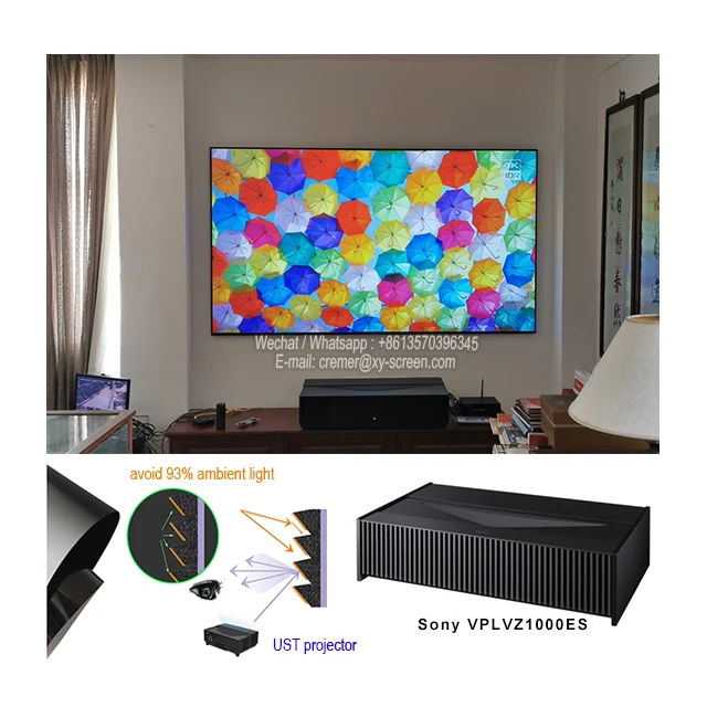 

XY Screens Ultra Short Throw Projector Screen ust alr 100in PET Crystal ALR Projector Screen, Dark grey