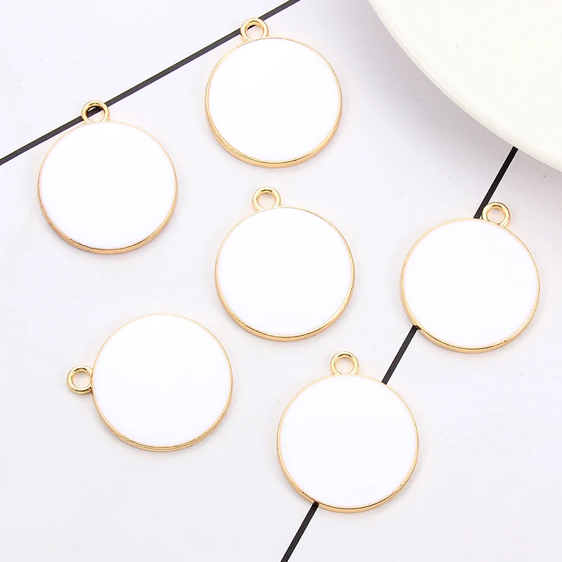 

Hot New White Enamel Round Gold Keychain Key Chain KeyRing Crystal Pendant Keychain Women Bag Charm Bag Auto