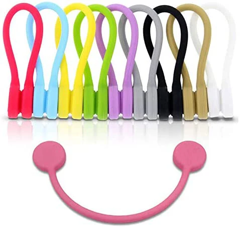 

Amazon Hot Selling Strong Magnetic Silicone Twist Ties Portable Cable Winder Earphone Hub Cord Holder Wire Organizer